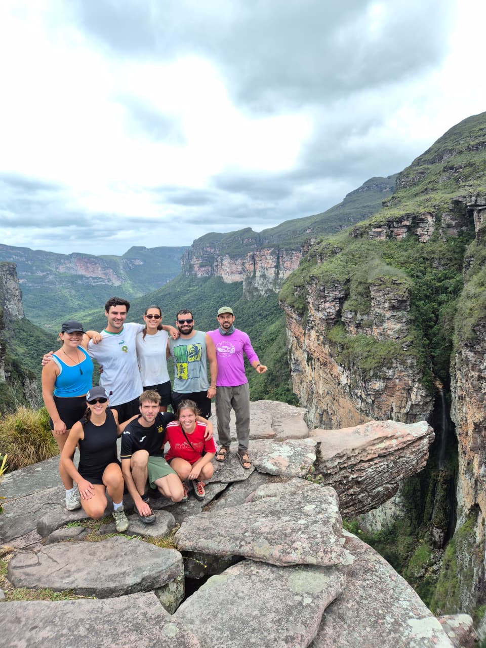Small group hiking on mountain trail in Chapada Diamantina National Park
